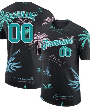 Custom 3D Pattern Design Hawaii Palm Trees Performance T-Shirt, For Football, Baseball, Hockey, Basketball, Softball & Rugby Fans