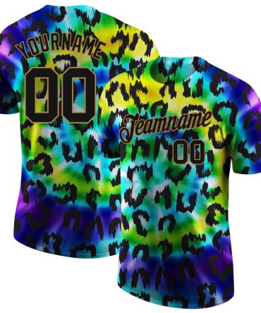 Custom 3D Pattern Design Leopard Performance T-Shirt, For Football, Baseball, Hockey, Basketball, Softball & Rugby Fans