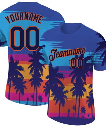 Custom 3D Pattern Design Hawaii Palm Trees Performance T-Shirt, For Football, Baseball, Hockey, Basketball, Softball & Rugby Fans