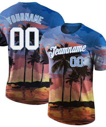 Custom 3D Pattern Design Hawaii Palm Trees Performance T-Shirt, For Football, Baseball, Hockey, Basketball, Softball & Rugby Fans