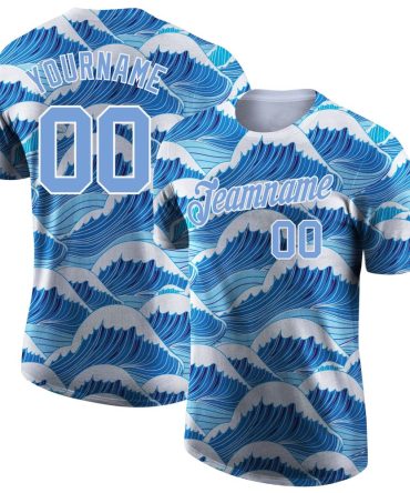 Custom 3D Pattern Design Waves Performance T-Shirt, For Football, Baseball, Hockey, Basketball, Softball & Rugby Fans