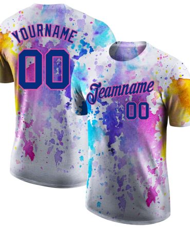 Custom 3D Pattern Design Watercolor Performance T-Shirt, For Football, Baseball, Hockey, Basketball, Softball & Rugby Fans