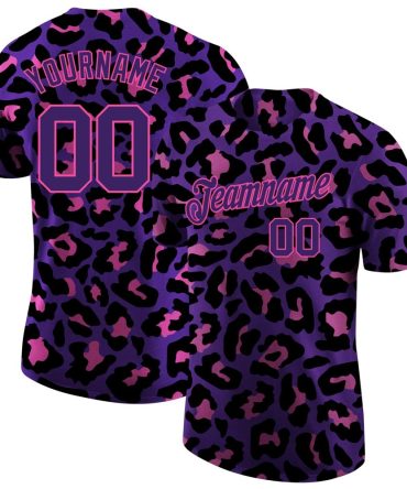 Custom 3D Pattern Design Leopard Performance T-Shirt, For Football, Baseball, Hockey, Basketball, Softball & Rugby Fans