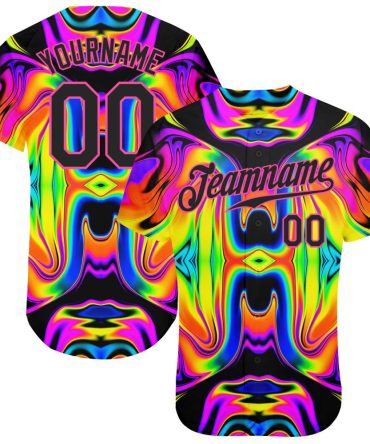 Custom 3D Pattern Design Abstract Iridescent Psychedelic Swirl Fluid Art Baseball Jersey, Gift For Baseball Fans