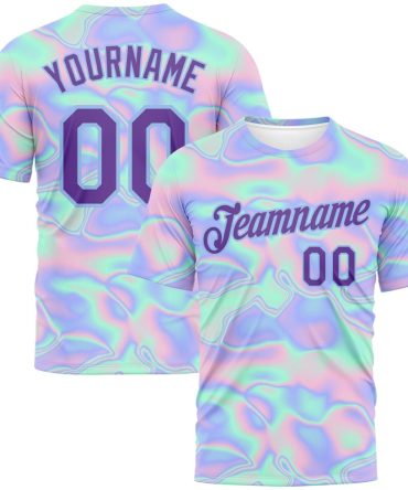 Custom 3D Pattern Design Abstract Trendy Holographic Vaporwave Style Performance T-Shirt, For Football, Baseball, Hockey, Basketball, Softball & Rugby Fans