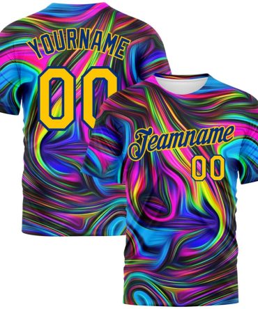Custom 3D Pattern Design Abstract Colorful Psychedelic Fluid Art Performance T-Shirt, For Football, Baseball, Hockey, Basketball, Softball & Rugby Fans