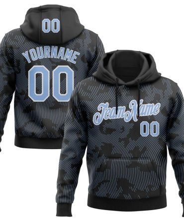 Custom Black Light Blue-White Curve Lines Sports Pullover Sweatshirt Hoodie, Gift For Football, Baseball, Hockey, Basketball, Softball & Rugby Fans
