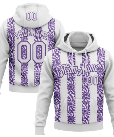 Custom White Purple Abstract Shape Pattern Sports Pullover Sweatshirt Hoodie, Gift For Football, Baseball, Hockey, Basketball, Softball & Rugby Fans
