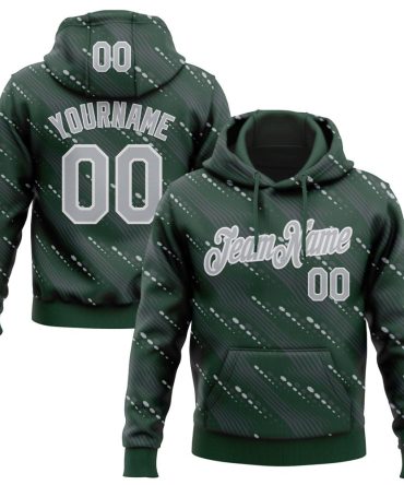 Custom Green Gray-White Slant Lines Sports Pullover Sweatshirt Hoodie, Gift For Football, Baseball, Hockey, Basketball, Softball & Rugby Fans