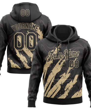 Custom Black Vegas Gold Splash Sports Pullover Sweatshirt Hoodie, Gift For Football, Baseball, Hockey, Basketball, Softball & Rugby Fans