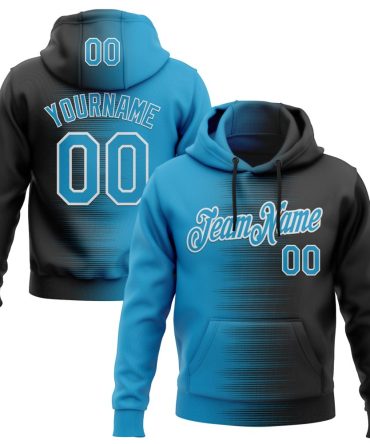Custom Black Panther Blue-White Gradient Line Sports Pullover Sweatshirt Hoodie, Gift For Football, Baseball, Hockey, Basketball, Softball & Rugby Fans