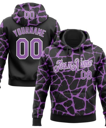 Custom Black Medium Purple-White Abstract Network Pattern Sports Pullover Sweatshirt Hoodie, Gift For Football, Baseball, Hockey, Basketball, Softball & Rugby Fans