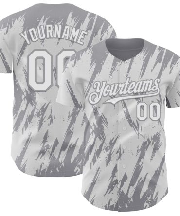Custom White Gray Splatter Torn Sharp Brush Stroke Baseball Jersey, Gift For Baseball Fans