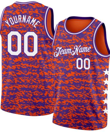 Custom Orange White-Purple City Edition Basketball Jersey, Gift For Basketball Fans