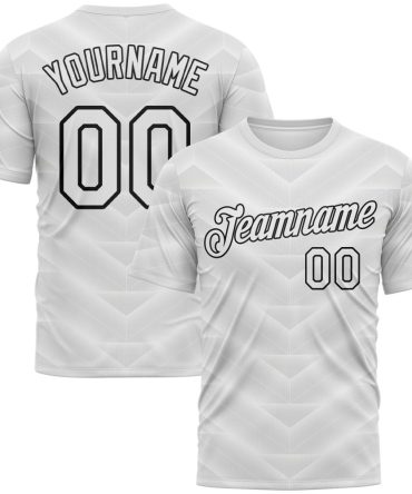 Custom White-Black Geometric Chevron Texture Performance T-Shirt, For Football, Baseball, Hockey, Basketball, Softball & Rugby Fans