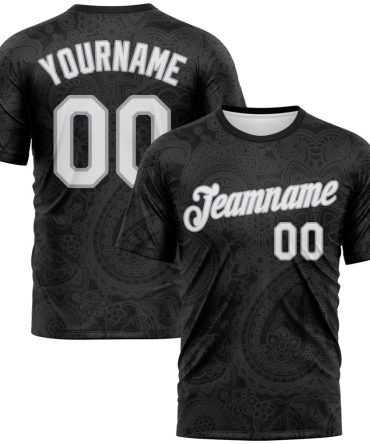 Custom Black White-Gray Mandala Performance T-Shirt, For Football, Baseball, Hockey, Basketball, Softball & Rugby Fans