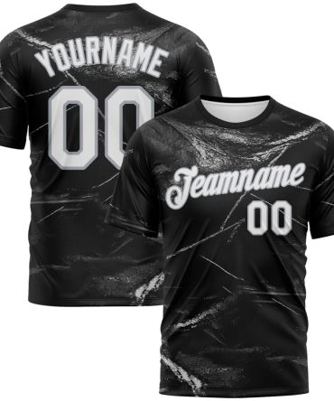 Custom Black White-Gray Marble Texture Performance T-Shirt, For Football, Baseball, Hockey, Basketball, Softball & Rugby Fans