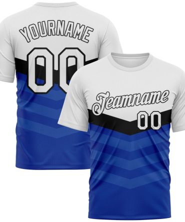 Custom White Black-Royal Chevron Stripe Fade Effect Performance T-Shirt, For Football, Baseball, Hockey, Basketball, Softball & Rugby Fans