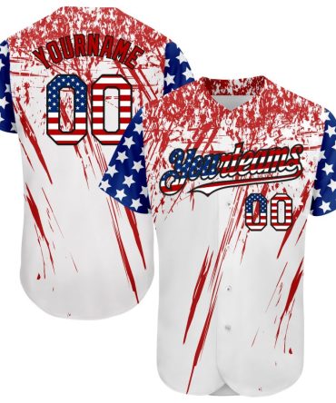 Custom White Usa Flag Royal Red-Black 3D Baseball Jersey, Gift For Baseball Fans