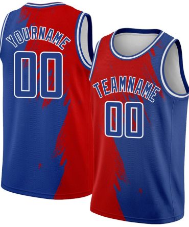 Custom Royal Red-White Abstract Brush Splash City Edition Basketball Jersey, Gift For Basketball Fans
