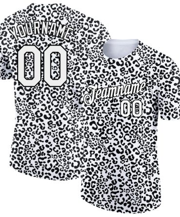 Custom White Black 3D Pattern Design Animal Print Performance T-Shirt, For Football, Baseball, Hockey, Basketball, Softball & Rugby Fans