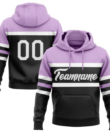 Custom Black White-Light Purple Line Sports Pullover Sweatshirt Hoodie, Gift For Football, Baseball, Hockey, Basketball, Softball & Rugby Fans
