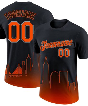 Custom Black Orange-Gray 3D San Francisco City Edition Fade Fashion Performance T-Shirt, For Football, Baseball, Hockey, Basketball, Softball & Rugby Fans