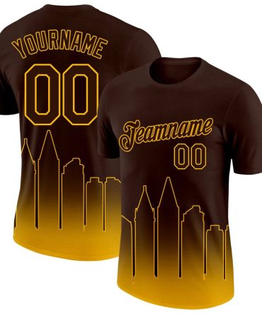 Custom Brown Gold 3D San Diego City Edition Fade Fashion Performance T-Shirt, For Football, Baseball, Hockey, Basketball, Softball & Rugby Fans