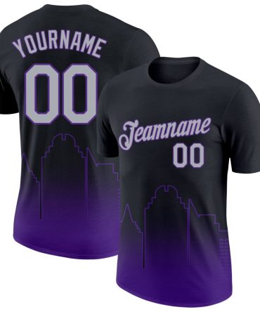 Custom Black Gray-Purple 3D Sacramento City Edition Fade Fashion Performance T-Shirt, For Football, Baseball, Hockey, Basketball, Softball & Rugby Fans