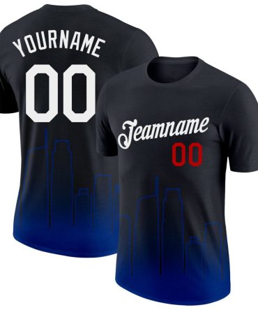 Custom Black White Royal-Red 3D Los Angeles City Edition Fade Fashion Performance T-Shirt, For Football, Baseball, Hockey, Basketball, Softball & Rugby Fans