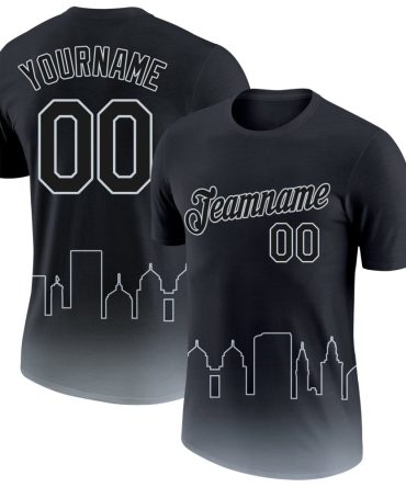 Custom Black Silver 3D Oakland City Edition Fade Fashion Performance T-Shirt, For Football, Baseball, Hockey, Basketball, Softball & Rugby Fans