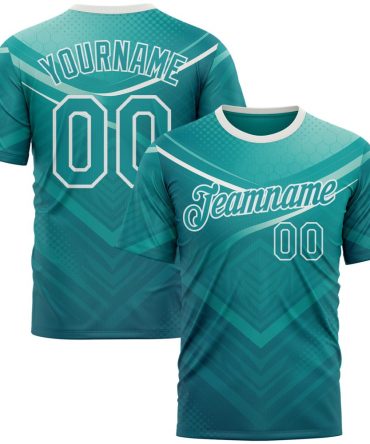 Custom Green Teal-White 3D Pattern Design Arrow Sportswear Performance T-Shirt, For Football, Baseball, Hockey, Basketball, Softball & Rugby Fans