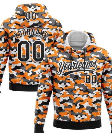 Custom Camo Black-White 3D Sports Pullover Sweatshirt Salute To Service Hoodie, Gift For Football, Baseball, Hockey, Basketball, Softball & Rugby Fans