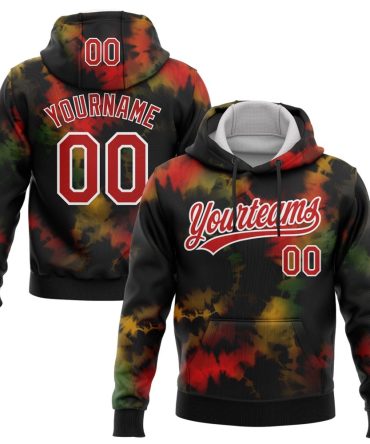 Custom Tie Dye Red-White 3D Sports Pullover Sweatshirt Hoodie, Gift For Football, Baseball, Hockey, Basketball, Softball & Rugby Fans