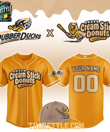 Akron Rubberducks X Akron Cream Stick Donuts 2026 Yellow Night Baseball Jersey