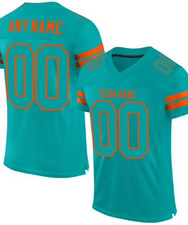 Custom Aqua Aqua-Orange Football Jersey, Gift For Football Fans