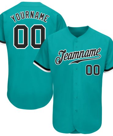 Custom Aqua Black-White Baseball Jersey, Gift For Baseball Fans