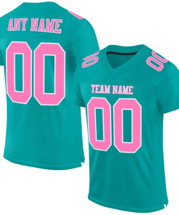 Custom Aqua Pink-White Football Jersey, Gift For Football Fans