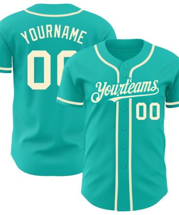 Custom Aqua Cream Baseball Jersey, Gift For Baseball Fans