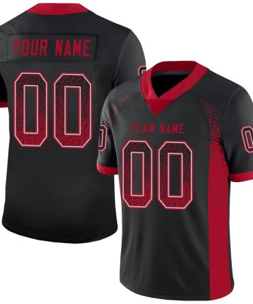 Custom Black Red-Gray Drift Fashion Football Jersey, Gift For Football Fans