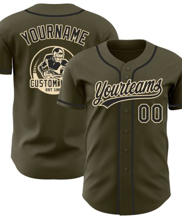 Custom Olive Black-Cream Baseball Jersey, Gift For Baseball Fans