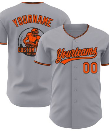 Custom Gray Orange-Black Baseball Jersey, Gift For Baseball Fans