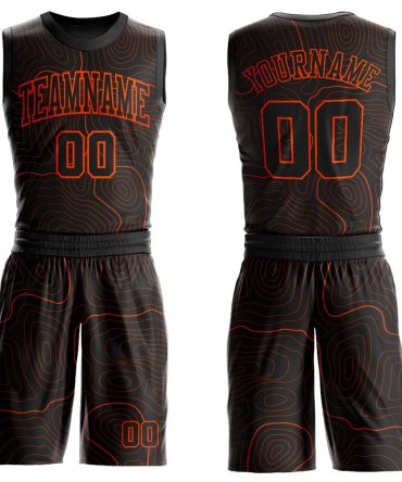 Custom Black Orange Round Neck Basketball Uniform Jersey, Gift For Basketball Fans