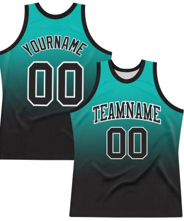 Custom Aqua Black-White Fade Fashion Round Neck Basketball Jersey, Gift For Basketball Fans