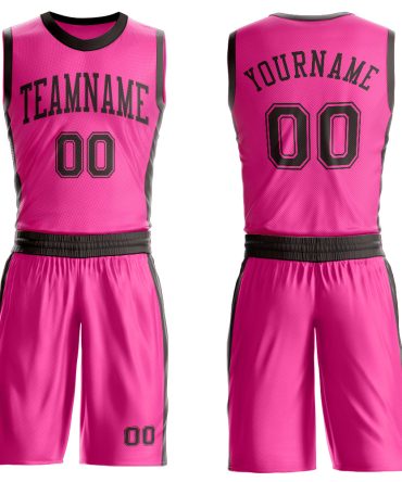 Custom Pink Brown Round Neck Basketball Uniform Jersey, Gift For Basketball Fans