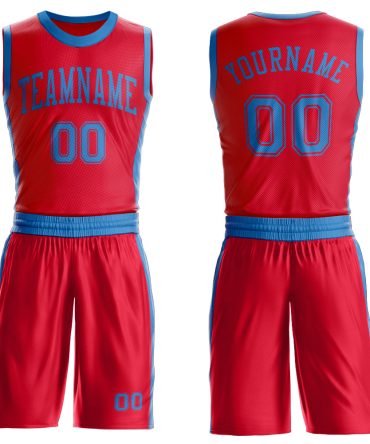 Custom Red Blue Round Neck Basketball Uniform Jersey, Gift For Basketball Fans