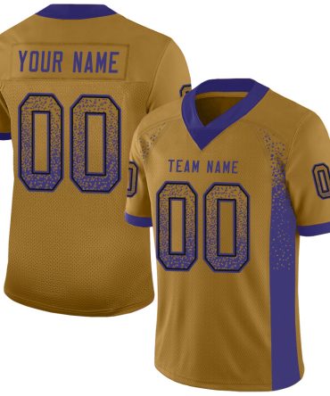 Custom Old Gold Purple-Black Drift Fashion Football Jersey, Gift For Football Fans