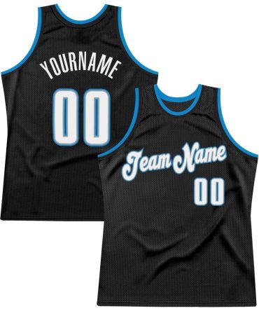 Custom Black White-Blue Throwback Basketball Jersey, Gift For Basketball Fans