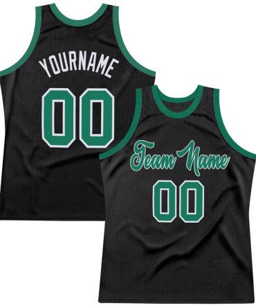 Custom Black Kelly Green-White Throwback Basketball Jersey, Gift For Basketball Fans