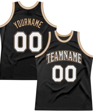Custom Black White-Old Gold Throwback Basketball Jersey, Gift For Basketball Fans